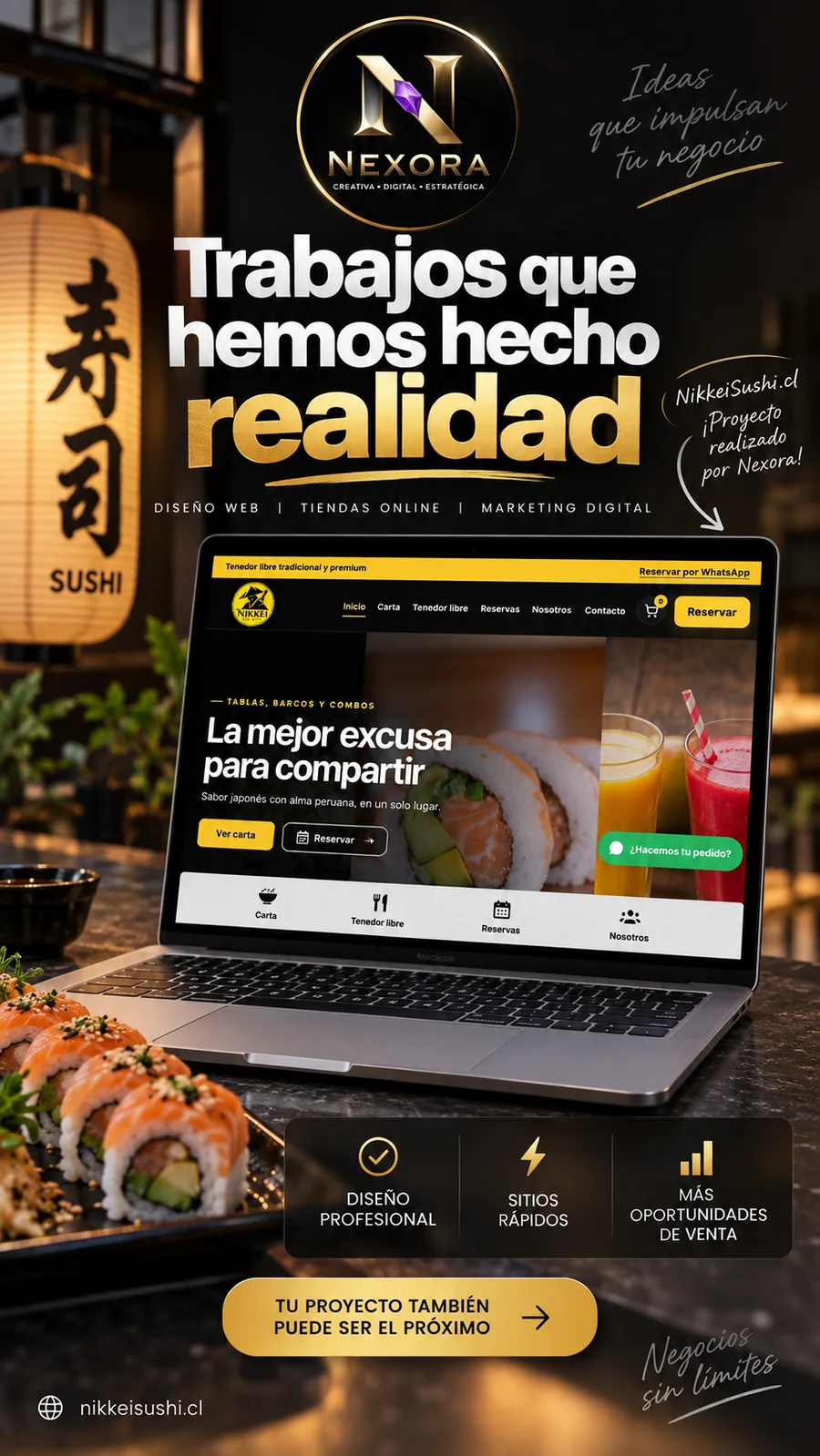 Proyecto web Nikkei Sushi realizado por Nexora